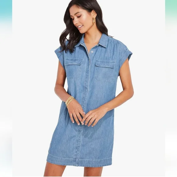 Vineyard Vines Outlet Women's Chambray Margo Shirtdress (Jake Blue) (Size: M)
